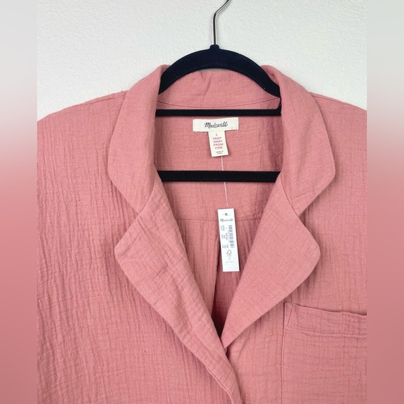 NWT Madewell Women's Large Lightespun Oversized Short Sleeve Pajama Top Rose PJ - Picture 4 of 14